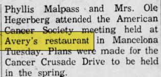 Averys Restaurant - Feb 1959 Article (newer photo)